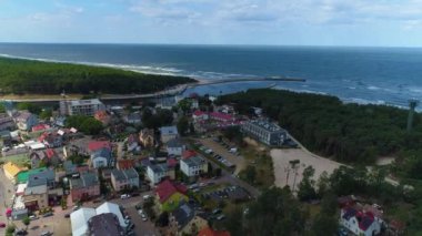 Güzel manzara Mrzezyno Krajobraz Hava Manzarası Polonya. Yüksek kalite 4k görüntü