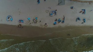 Plaj Baltık Denizi Pogorzelica Plaza Morze Baltyckie Hava Görüntüsü Polonya. Yüksek kalite 4k görüntü