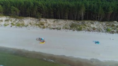 Plaj Baltık Denizi Rogowo Plaza Morze Baltyckie Hava Görüntüsü Polonya. Yüksek kalite 4k görüntü