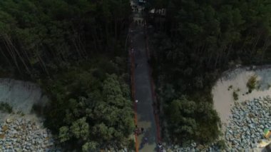 Plaj Baltık Denizi Pogorzelica Plaza Morze Baltyckie Hava Görüntüsü Polonya. Yüksek kalite 4k görüntü