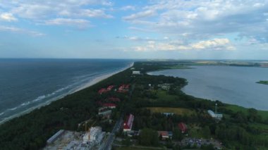 Güzel manzara Rogowo Piekny Krajobraz Hava Manzarası Polonya. Yüksek kalite 4k görüntü