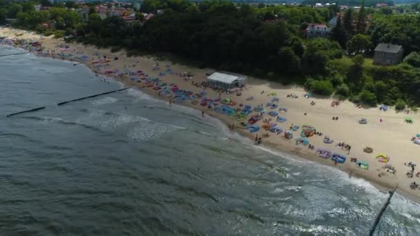 Playa Mar Báltico Rewal Plaza Morze Baltyckie Vista Aérea Polonia — Vídeos de Stock