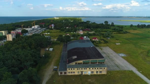 Old Hangar Rogowe Stary Hangar Vista Aérea Polônia Imagens Alta — Vídeo de Stock
