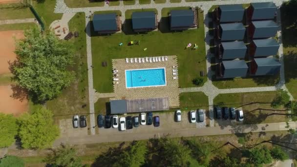 Pool Houses Mrzezyno Basen Domki Aerial View Poland High Quality — Stock Video