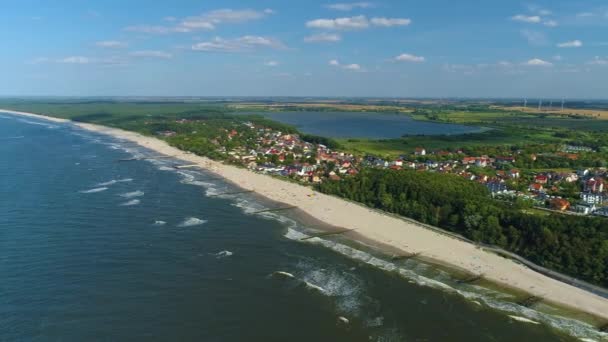 Krásná Krajina Beach Baltské Moře Niechorze Piekny Krajobraz Letecký Pohled — Stock video