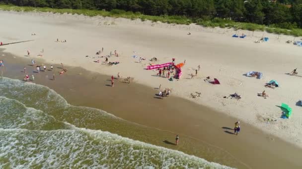 Praia Baltic Sea Niechorze Plaza Morze Baltyckie Aerial View Poland — Vídeo de Stock