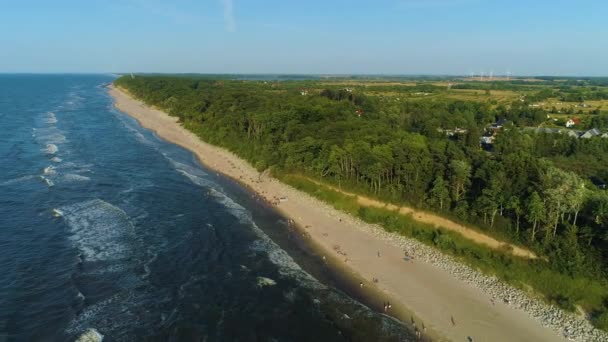 Panorama Playa Mar Báltico Rewal Plaza Morze Baltyckie Vista Aérea — Vídeos de Stock