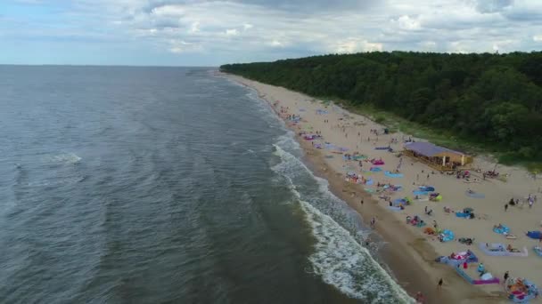 Παραλία Βαλτική Θάλασσα Pustkowo Boisko Plaza Morze Baltyckie Aerial View — Αρχείο Βίντεο