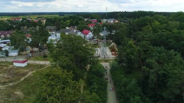 Cross Pustkowo Baltycki Krzyz Nadziei Aerial View Πολωνία Υψηλής Ποιότητας — Αρχείο Βίντεο