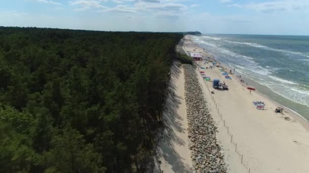 Playa Mar Báltico Pogorzelica Plaza Morze Baltyckie Vista Aérea Polonia — Vídeos de Stock