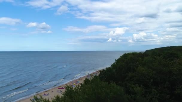 Strand Baltic Sea Pustkowo Plaza Morze Baltyckie Flygfoto Polen Högkvalitativ — Stockvideo