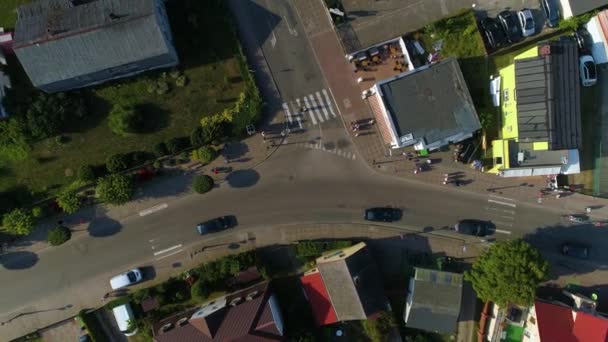 Top Center Niechorze Ulica Kolejowa Aerial View Polen Hoge Kwaliteit — Stockvideo