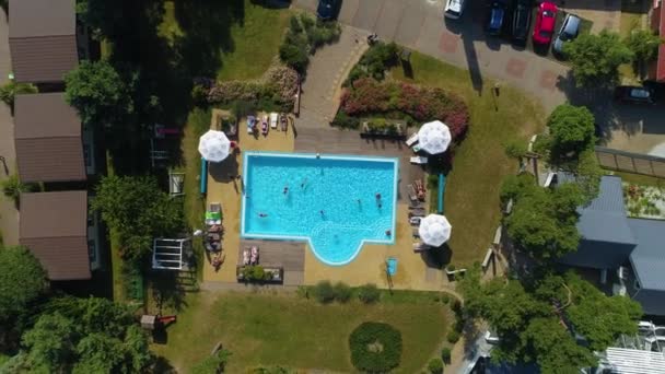 Holiday Resort Pool Niechorze Osrodek Wczasowy Mewa Aerial View Poland — стокове відео