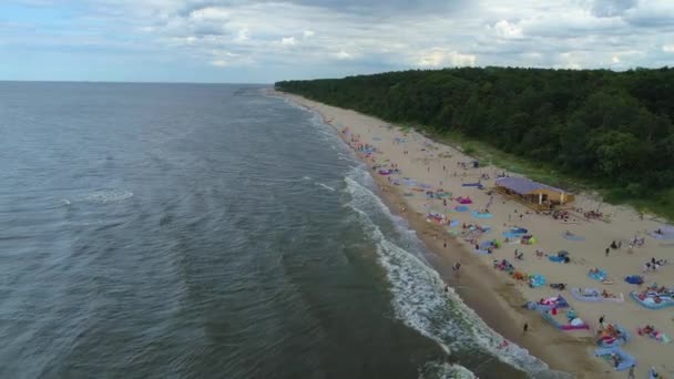 Praia Baltic Sea Pustkowo Boisko Plaza Morze Baltyckie Aerial View — Vídeo de Stock