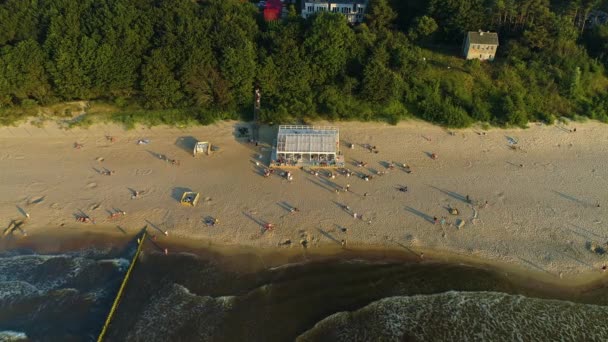 Pláž Baltské Moře Rewal Plaza Morze Baltyckie Aerial View Polsko — Stock video