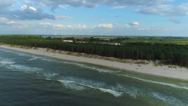 Beach Baltic Sea Rogowo Plaza Morze Baltyckie Aerial View Poland — Stock Video