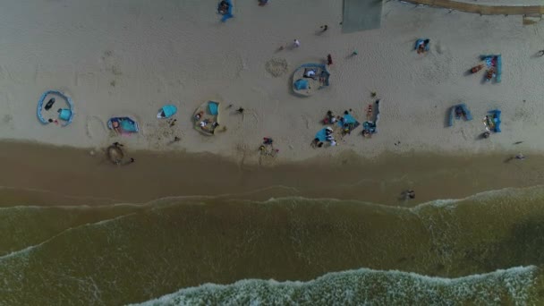 Beach Baltic Sea Pogorzelica Plaza Morze Baltyckie Aerial View Poland — Stock Video