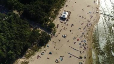 Plaj Baltık Denizi Pobierowo Plaza Morze Baltyckie Hava Görüntüsü Polonya. Yüksek kalite 4k görüntü