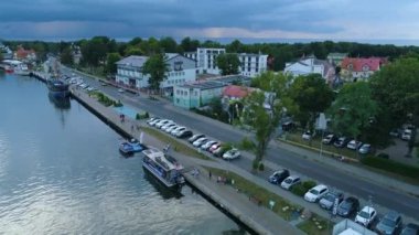Marina Dziwnow Przystan Zeglarska Hava Görüntüsü Polonya. Yüksek kalite 4k görüntü