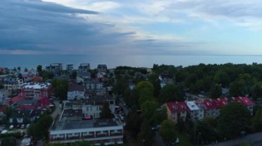 Güzel manzara Dziwnow Piekny Krajobraz Hava Görüntüsü Polonya. Yüksek kalite 4k görüntü