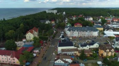 Güzel manzara Pobierowo Piekny Krajobraz Hava Manzarası Polonya. Yüksek kalite 4k görüntü