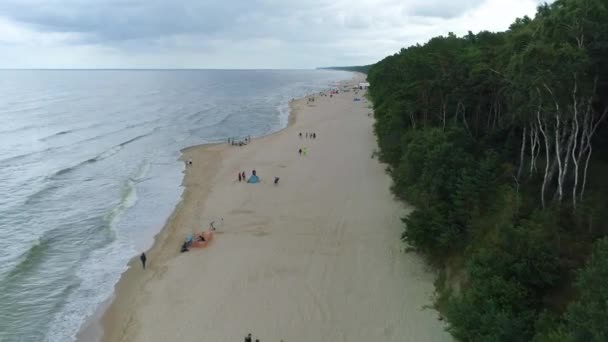Παραλία Baltic Sea Lukecin Plaza Morze Baltyckiea Aerial View Poland — Αρχείο Βίντεο