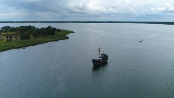 Lagoon Zalew Kamienski Dziwnow Krajobraz Hava Görüntüsü Polonya Yüksek Kalite — Stok video