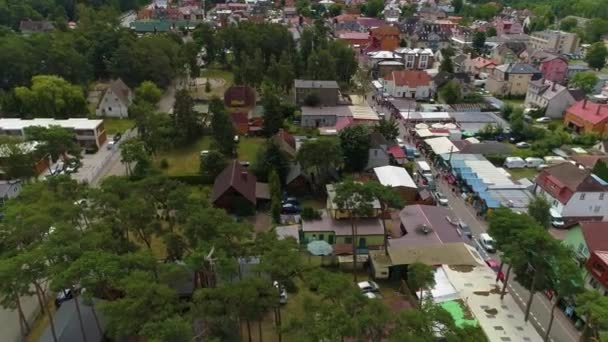 Promenade Downtown Miedzywodzie Deptak Aerial View Polen Hoge Kwaliteit Beeldmateriaal — Stockvideo
