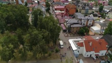 Miedzywodzie Şehir Merkezi Deptak Hava Görüntüsü Polonya. Yüksek kalite 4k görüntü