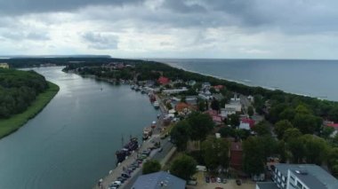 Güzel manzara Dziwnow Piekny Krajobraz Hava Görüntüsü Polonya. Yüksek kalite 4k görüntü