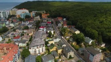 Güzel manzara Miedzyzdroje Piekny Krajobraz Hava Manzarası Polonya. Yüksek kalite 4k görüntü