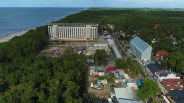 Panorama Pinea Resort Pobierowo Hotel Centrum Aerial View Poland. Yüksek kalite 4k görüntü