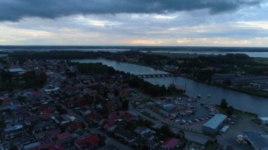 Centrum Downtown Dziwnow Hava Görüntüsü Polonya. Yüksek kalite 4k görüntü