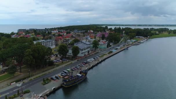 Port Landscape Dziwnow Krajobraz Aerial View Polsko Vysoce Kvalitní Záběry — Stock video