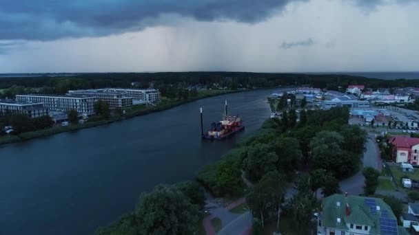 Воздушный Вид Польшу Стороны Порта Дзивнов Порт Яхтовы Высококачественные Кадры — стоковое видео