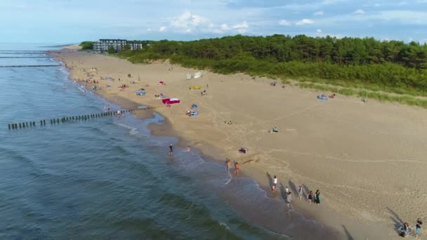 Praia Baltic Sea Dziwnow Plaza Morze Baltyckie Aerial View Poland — Vídeo de Stock