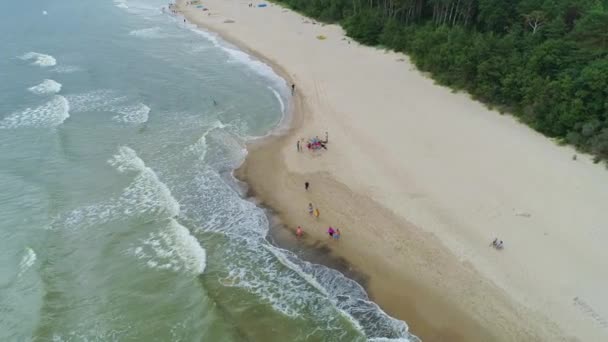 Παραλία Baltic Sea Lukecin Plaza Morze Baltyckiea Aerial View Poland — Αρχείο Βίντεο