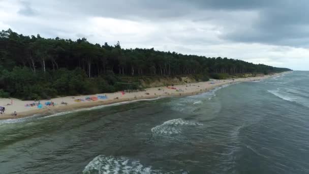 Beach Baltic Sea Lukecin Plaza Morze Baltyckie Aerial View Poland — Stock Video