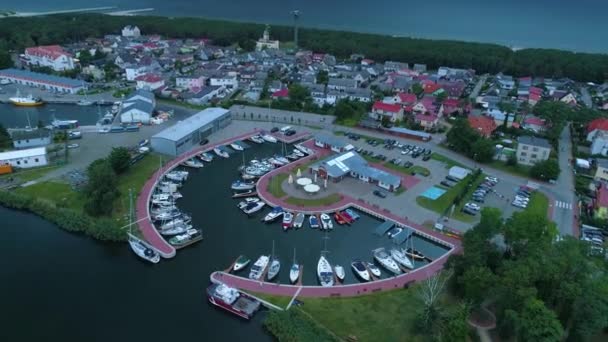 Yacht Port Park Dziwnow Port Jachtowy Luftaufnahme Polen Hochwertiges Filmmaterial — Stockvideo