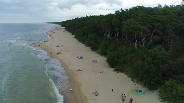 Strand Baltic Sea Lukecin Plaza Morze Baltyckiea Aerial View Polen — Stockvideo