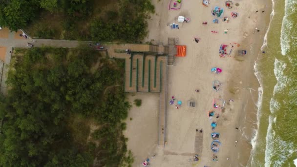 Top Beach Baltské Moře Miedzywodzie Plaza Morze Baltyckie Aerial View — Stock video