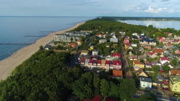 Gyönyörű Táj Dziwnow Piekny Krajobraz Aerial View Lengyelország Kiváló Minőségű — Stock videók