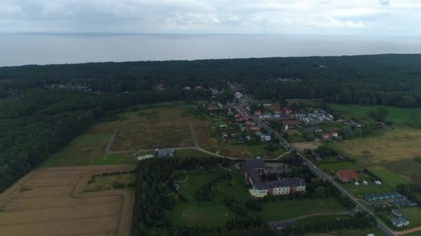 Bellissimo Paesaggio Lukecin Piekny Krajobraz Vista Aerea Polonia Filmati Alta — Video Stock