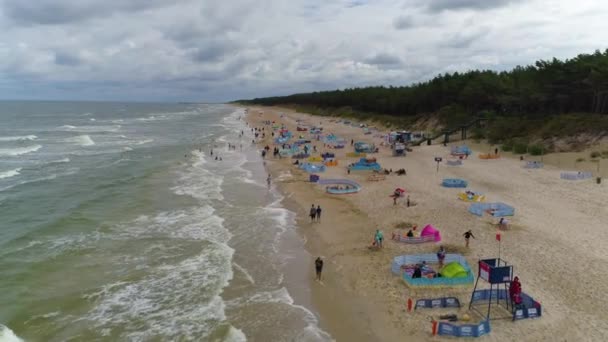 Playa Mar Báltico Miedzywodzie Plaza Morze Baltyckie Vista Aérea Polonia — Vídeos de Stock