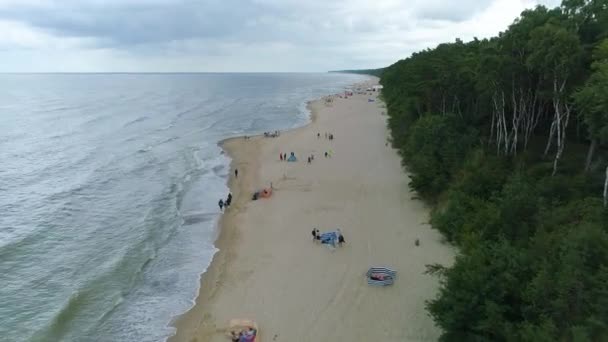 Playa Mar Báltico Lukecin Plaza Morze Baltyckiea Vista Aérea Polonia — Vídeo de stock