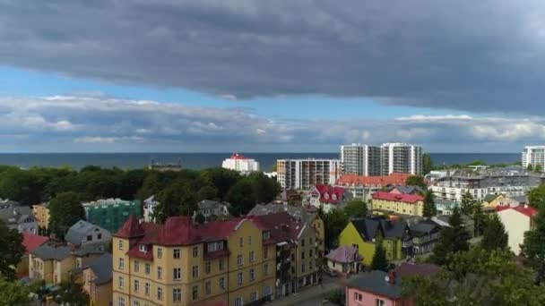 Prachtig Landschap Miedzyzdroje Piekny Krajobraz Luchtfoto View Polen Hoge Kwaliteit — Stockvideo