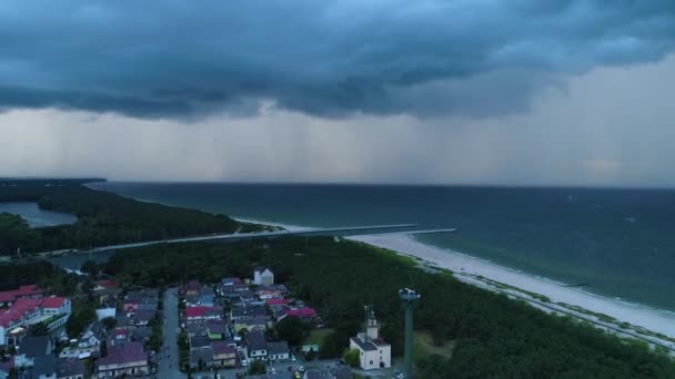 Βροχή Όμορφο Τοπίο Βαλτική Θάλασσα Dziwnow Piekny Krajobraz Aerial View — Αρχείο Βίντεο