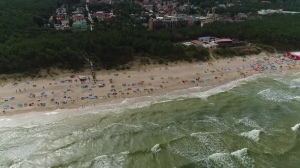 Praia Baltic Sea Miedzywodzie Plaza Morze Baltyckie Aerial View Poland — Vídeo de Stock