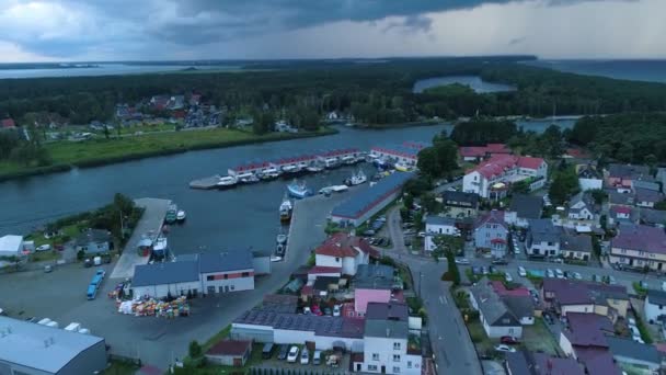 Vissershaven Dziwnow Port Rybacki Aerial View Polen Hoge Kwaliteit Beeldmateriaal — Stockvideo