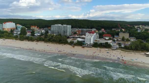 Пляж Балтийского Моря Дзыздрое Плаза Морзе Балтыцкие Воздушный Вид Польши — стоковое видео